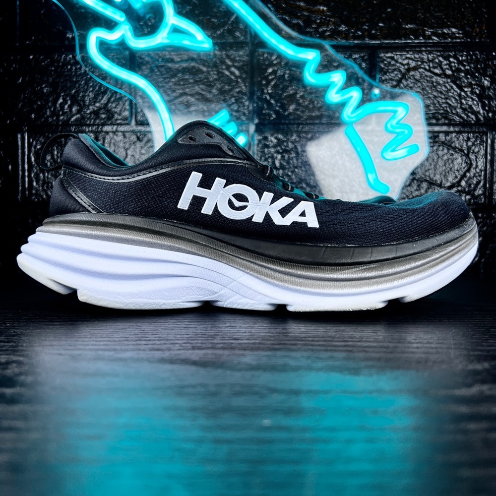 Hoka One One Bondi 8 Women’s Running Gym Training Shoes Sneakers Black 7.5